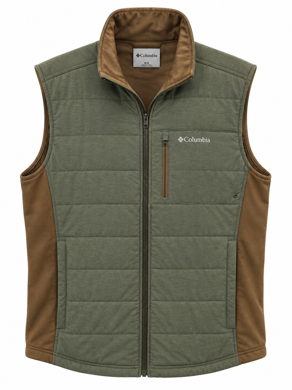 Columbia Vest Stretch Hiking Outdoor Mens Large Green Insulated Full Zip Utility